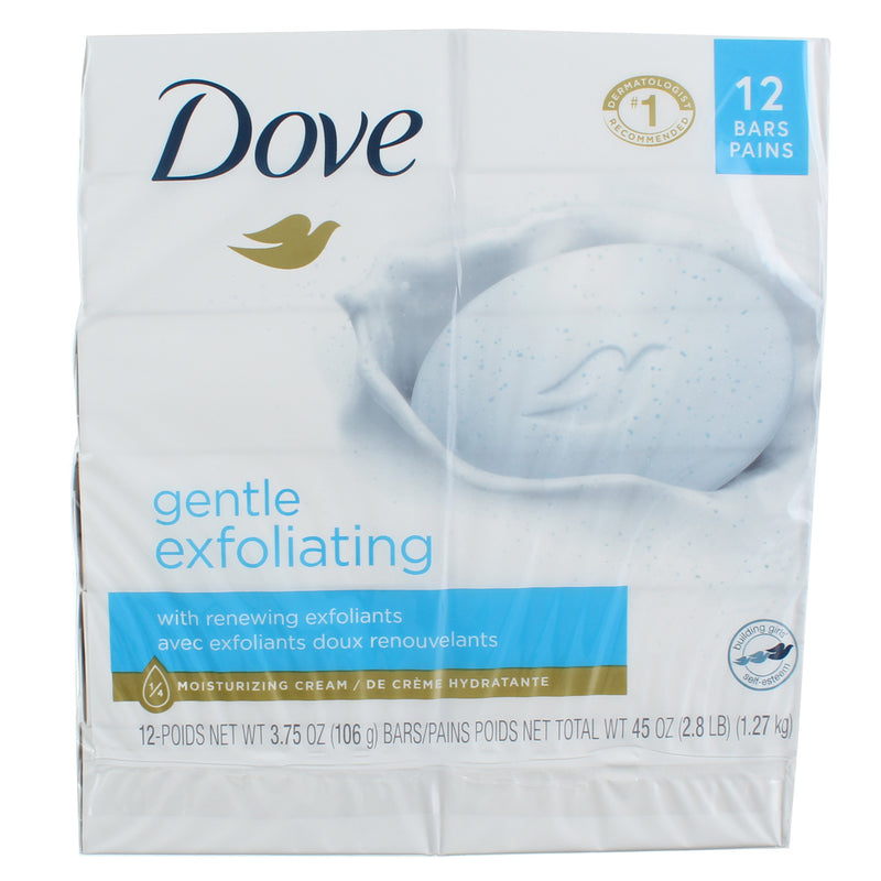 Dove Beauty Bar Gentle Exfoliating With Mild Cleanser, 3.75 oz, 12 Bars
