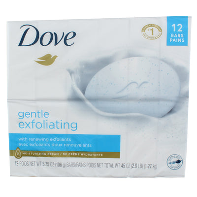 Dove Beauty Bar Gentle Exfoliating With Mild Cleanser, 3.75 oz, 12 Bars