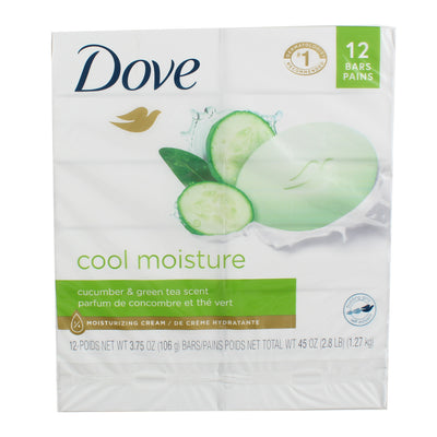 Dove Beauty Bar Cucumber & Green Tea More Moisturizing Than Bar Soap, 3.75 oz, 12 Bars