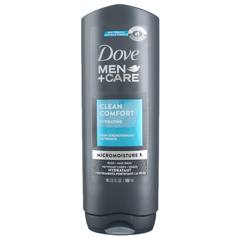 Dove Men+Care Clean Comfort Hydrating Body + Face Wash, 18 fl oz