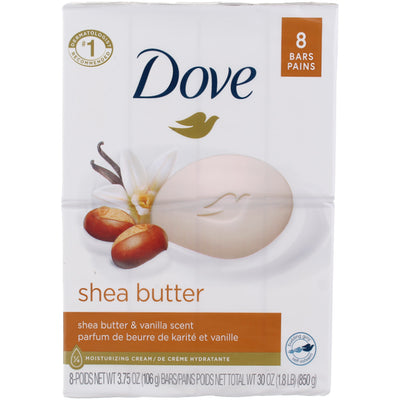 Dove Moisturizing Beauty Bar Soap, Shea Butter & Vanilla, 3.75 oz, 8 Ct