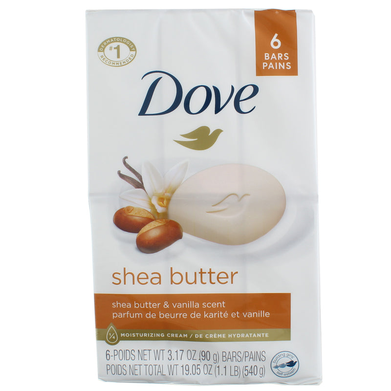 Dove Shea Butter Moisturizer Cream Bars, Shea Butter & Vanilla, 3.17 oz, 6 Ct