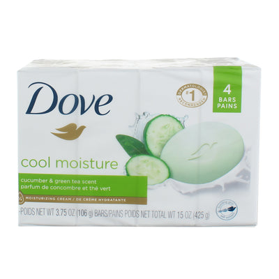 Dove Cool Moisture Moisturizer Cream Bars, Cucumber and Green Tea, 3.75 oz, 4 Ct