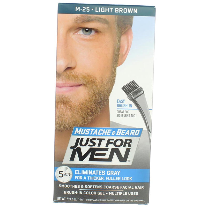 Just For Men Easy Brush In Mustache & Beard Color, Light Brown M-25
