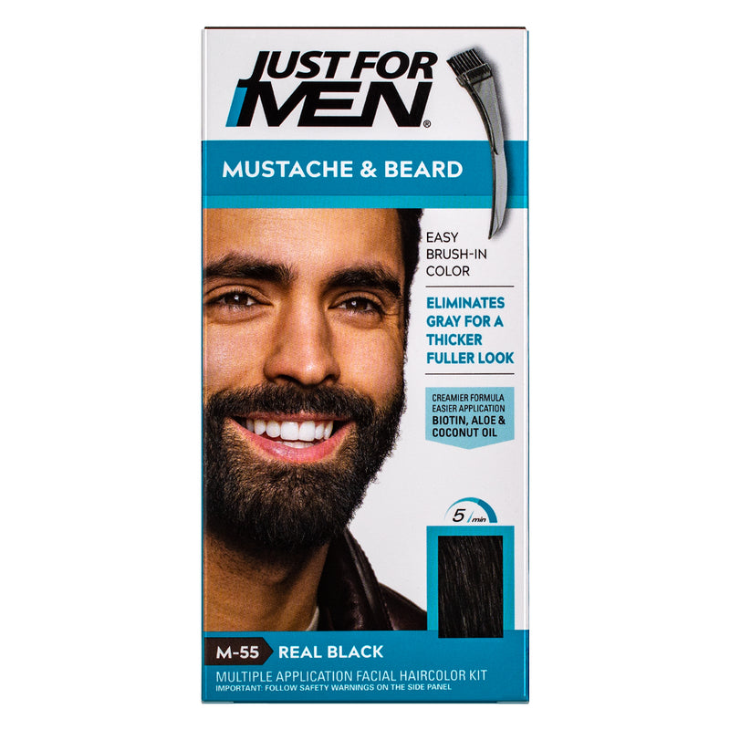 Just For Men Easy Brush In Mustache & Beard Color, Real Black M-55