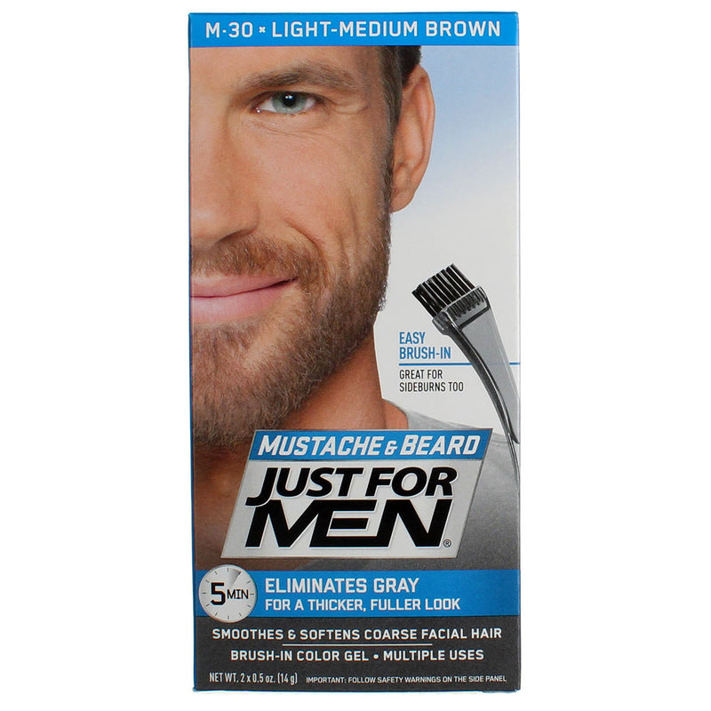 Just For Men Easy Brush In Mustache & Beard Color, Light-Medium Brown M-30