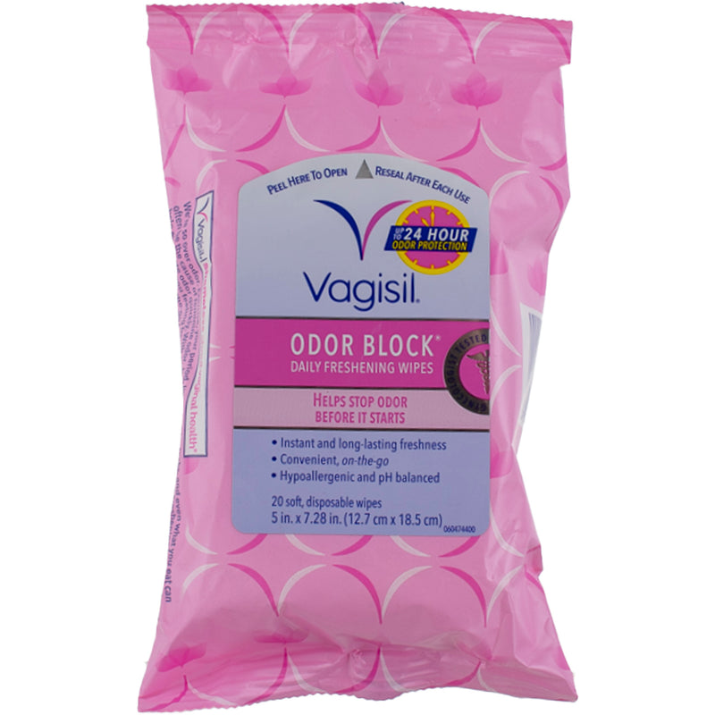 Vagisil Odor Block Daily Freshening Wipes, 20 Wipes