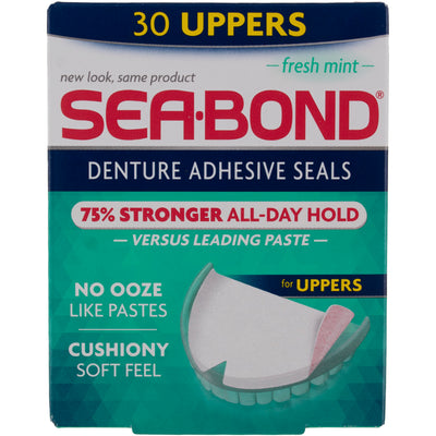 Sea Bond Secure Denture Adhesive Seals, 0 Fresh Mint Flavor Seals for Upper Dentures