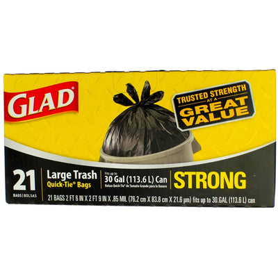 Glad Strong Quick-Tie Large Trash Bags - 30 Gallon - 21 Count