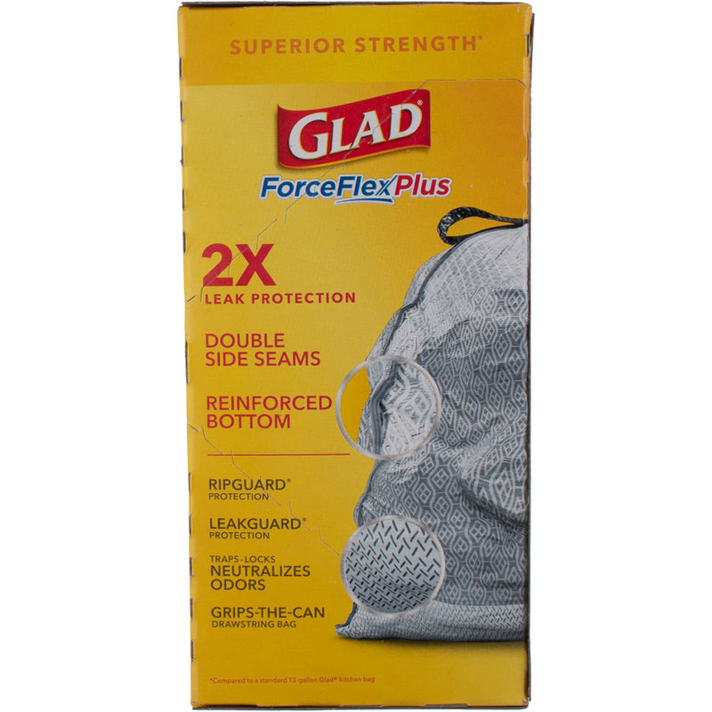 Glad Force Flex Plus RIP Resistant Febreze Freshness Waste Bags,  Fresh Clean, 13 gal, 34 Ct