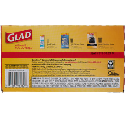 Glad Force Flex Leak Protected Waste Bags, Unscented, 13 gal, 45 Ct