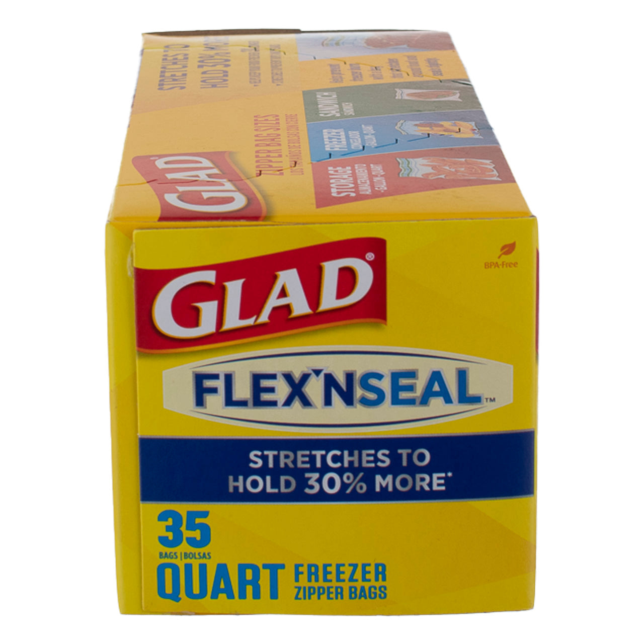 Glad FLEXN SEAL Zipper Freezer Storage Quart Bags, 35 Count