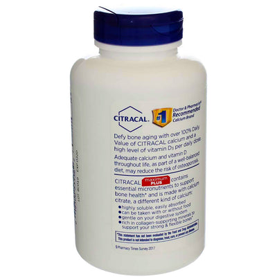 Citracal Maximum Plus Calcium Supplement Coated Caplets, 180 Ct