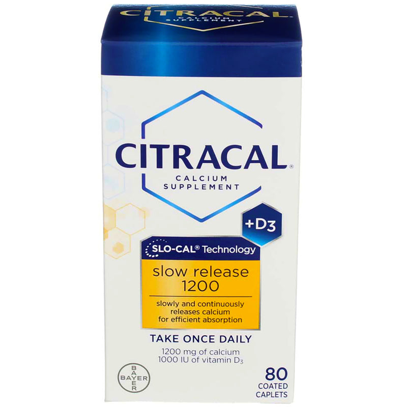 Citracal Slow Release Calcium Supplement Coated Caplets, 80 Ct