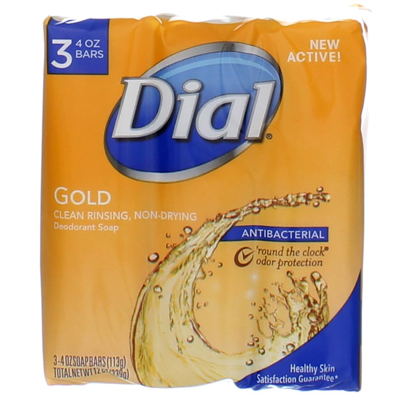 Dial Antibacterial Deodorant Soap, Gold, 3 Count