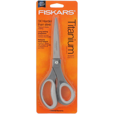 Fiskars Performance Soft Grip Scissors, Titanium Coated, 8 inch, Straight