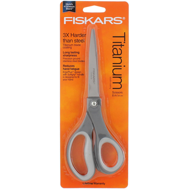 Fiskars Performance Soft Grip Scissors, Titanium Coated, 8 inch, Straight