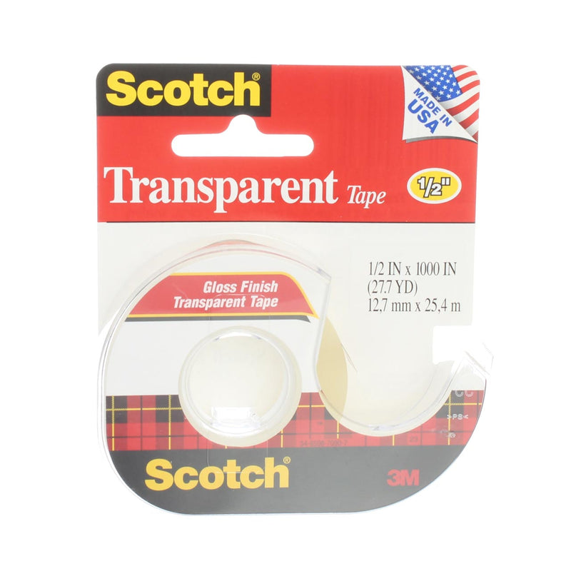 Scotch Transparent Tape, Gloss Finish, 0.5in X 1000in