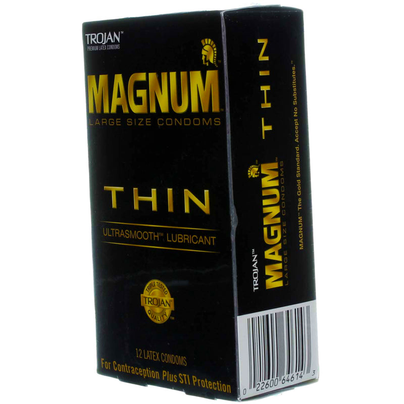Trojan Magnum Thin Lubricated Latex Condoms, 12 Ct