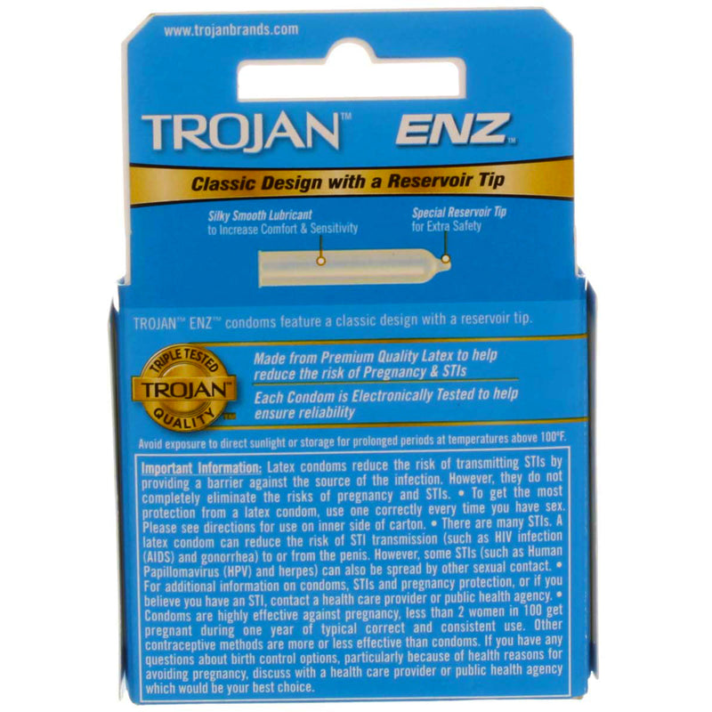 Trojan ENZ Lubricated Latex Condoms, 3 Ct