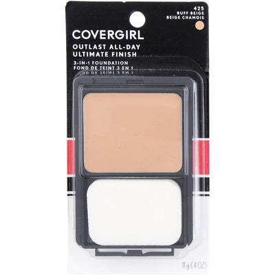 CoverGirl Outlast All-Day Ultimate Finish 3-in-1 Foundation, Buff Beige 425, 0.4 oz