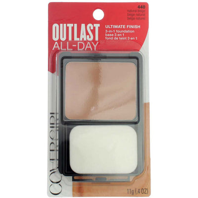 CoverGirl Outlast All-Day Ultimate Finish 3-in-1 Foundation, Natural Beige 440, 0.4 oz