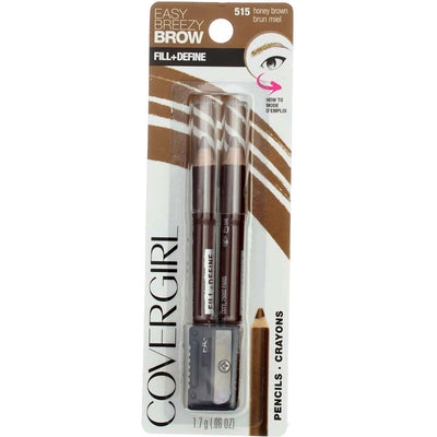 CoverGirl Easy Breezy Brow Fill + Define Water Resistant Pencil, Honey Brown 515, 0.06 oz