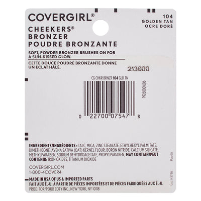 CoverGirl Cheekers Bronzer, Golden Tan 104, 0.12 oz