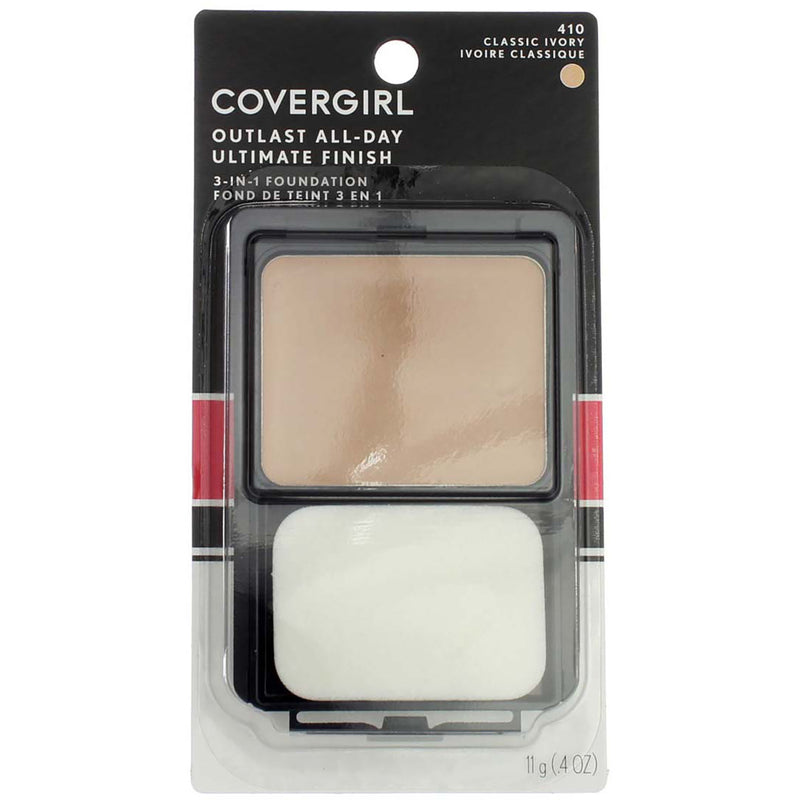 CoverGirl Outlast All-Day Ultimate Finish 3-in-1 Foundation, Classic Ivory 410, 0.4 oz