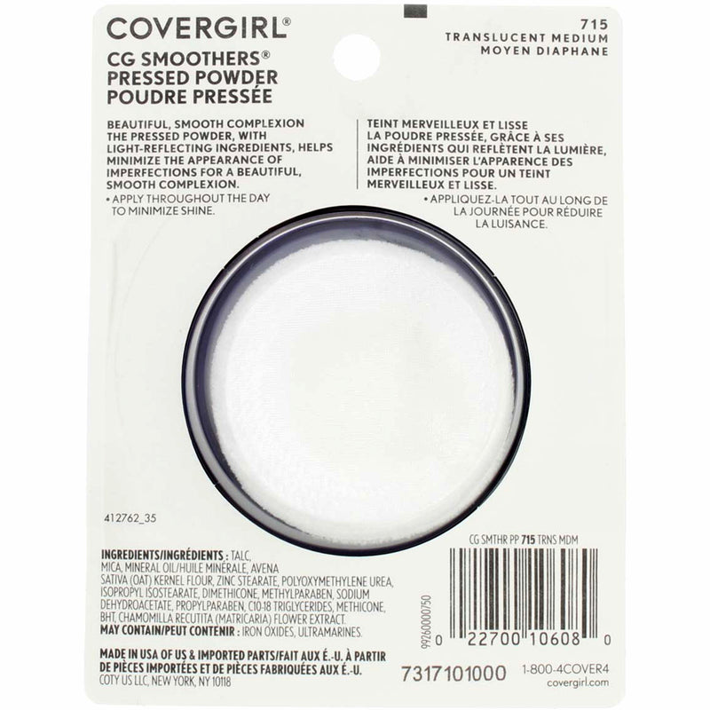CoverGirl CG Smoothers Pressed Powder, Translucent Medium 715, 0.32 oz