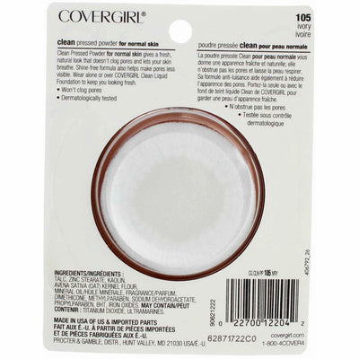 CoverGirl Clean Pressed Powder, Ivory 105, 0.39 oz