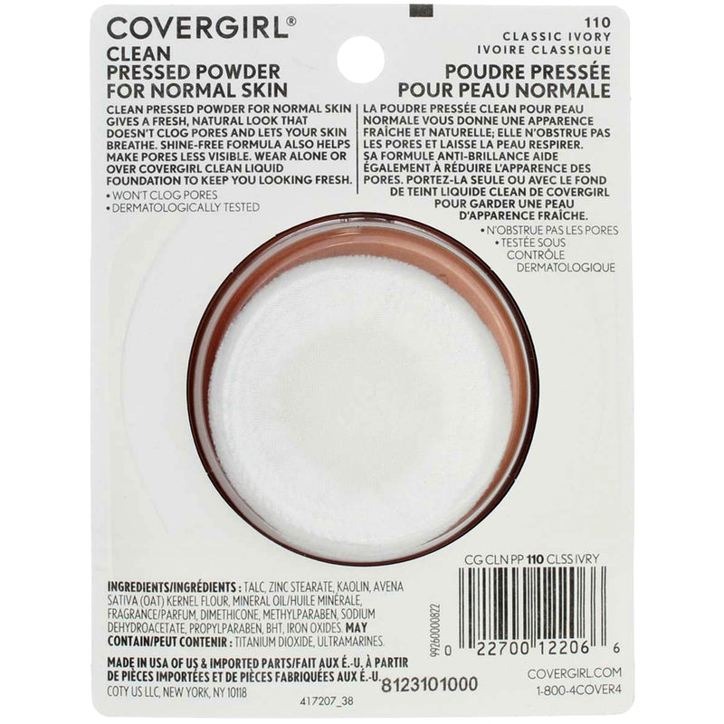 CoverGirl Clean Pressed Powder, Classic Ivory 110, 0.39 oz