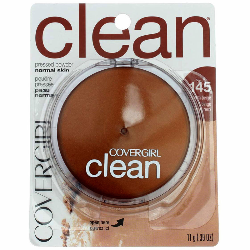 CoverGirl Clean Pressed Powder, Warm Beige 145, 0.39 oz