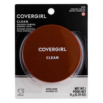 CoverGirl Clean Pressed Powder, Creamy Beige 150, 0.39 oz