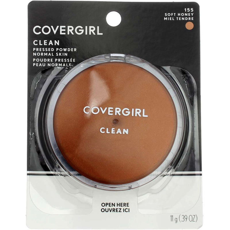 CoverGirl Clean Pressed Powder, Soft Honey 155, 0.39 oz