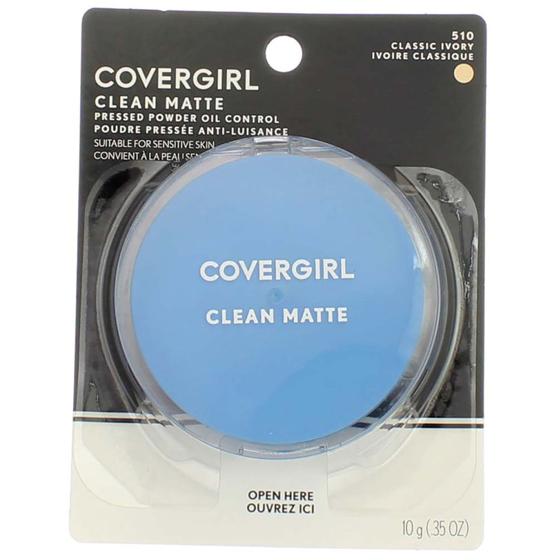 CoverGirl Clean Matte Pressed Powder, Classic Ivory 510, 0.35 oz