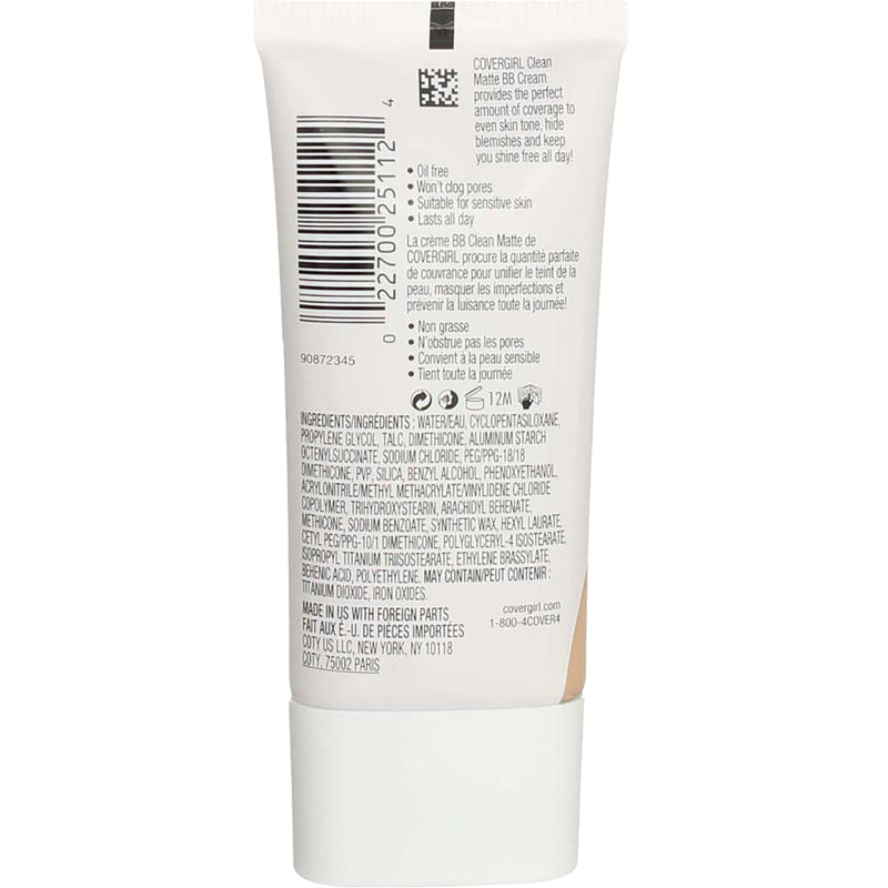 CoverGirl Clean Matte BB Cream For Oily Skin, Light 520, 1 fl oz
