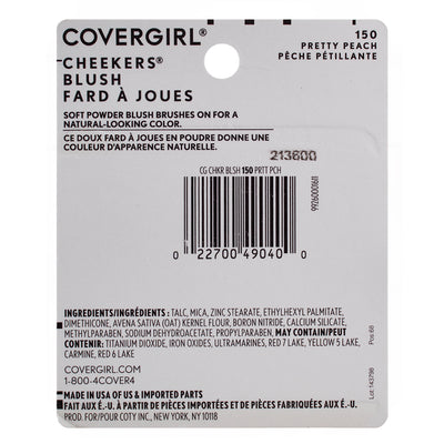 CoverGirl Cheekers Powder Blush, Pretty Peach 150, 0.12 oz