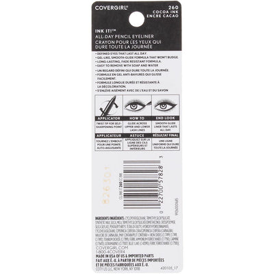 CoverGirl Ink It! Perfect Point Plus Eyeliner, Cocoa 260, Washable, 0.012 oz
