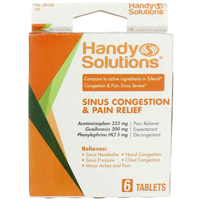Handy Solutions Sinus Congestion & Pain Relief Tablets, 6 Ct