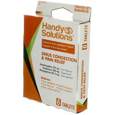 Handy Solutions Sinus Congestion & Pain Relief Tablets, 6 Ct
