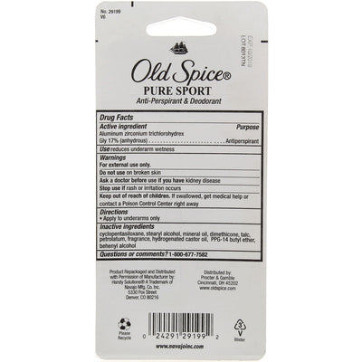 Old Spice High Endurance Deodorant Stick, Pure Sport, 0.5 oz