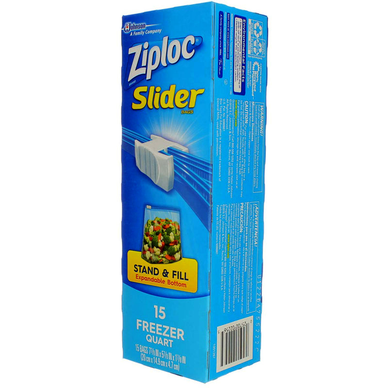 Ziploc Slider Freezer Bags, 1 Quart, 15 Ct