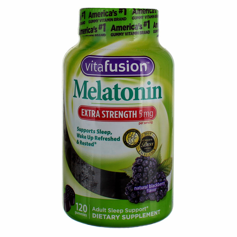 Vitafusion Gummy Vites Dietary Supplements Melatonin, Natural Blackberry, 5 mg, 100 Ct
