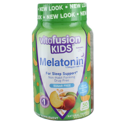 Vitafusion Kids Gummies Melatonin, Tropical Peach, 1.5 mg, 50 Ct