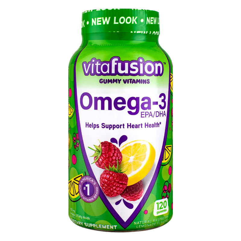 Vitafusion Omega-3 EPA/DHA Gummy Vitamins Dietary Supplement, Berry Lemonade, 120 Ct