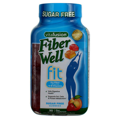 Vitafusion Fiber Well Fit Supplement, 5 g, Natural Peach, Strawberry & Berry, 90 Ct