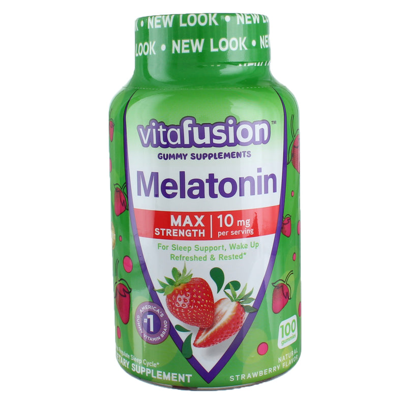 Vitafusion Max Strength Melatonin, Strawberry, 10 mg, 100 Ct