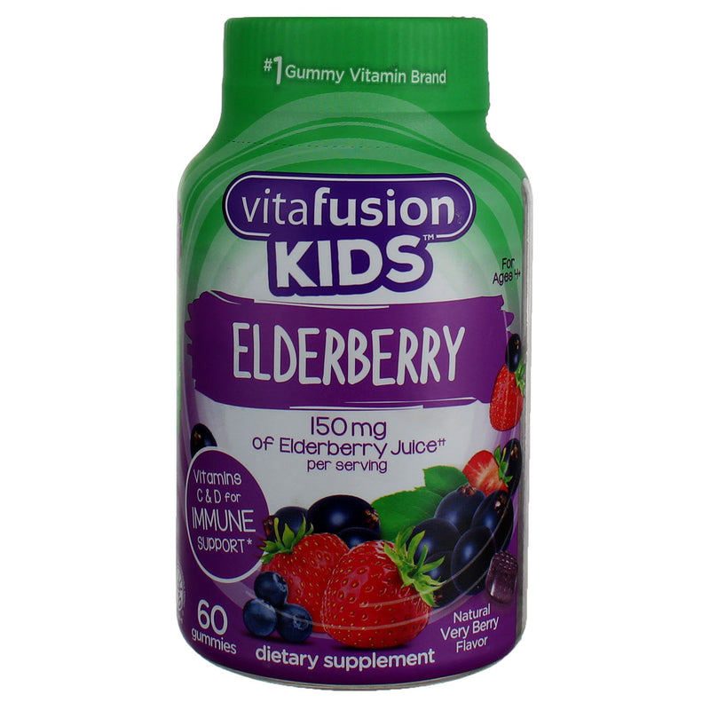 Vitafusion Kids Elderberry Gummy Vitamins Dietary Supplement, Very Berry, 60 Ct, 150 mg