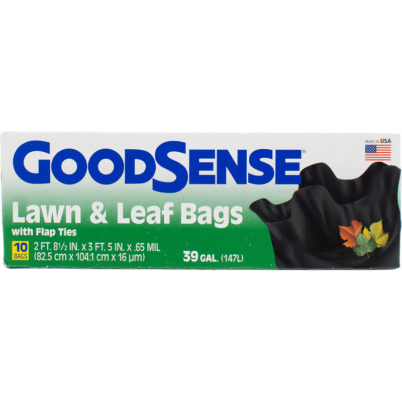 GoodSense Lawn & Leaf Trash Bags, 39 Gallon, with Flap Ties, 10 Ct